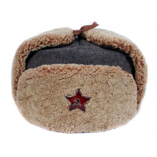 Vintage Soviet BOMBER WWII Ushanka Army Soviet military original warm winter trapper hat 