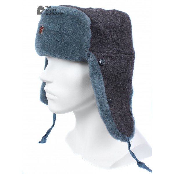 ORIGINAL Russian Soviet Red Army winter hat Ushanka, vintage military fur Soldiers trapper warm hat 1980s