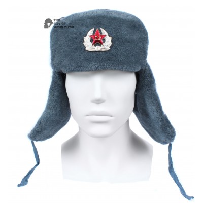 ORIGINAL Russian Soviet Red Army winter hat Ushanka, vintage military fur Sergeants trapper warm hat 1980s