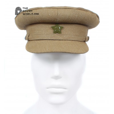 Soviet russian RKKA military Khaki Visor Cap Red Army WWII hat