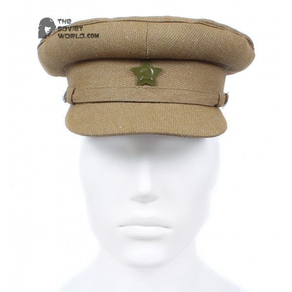 Soviet russian RKKA military Khaki Visor Cap Red Army WWII hat