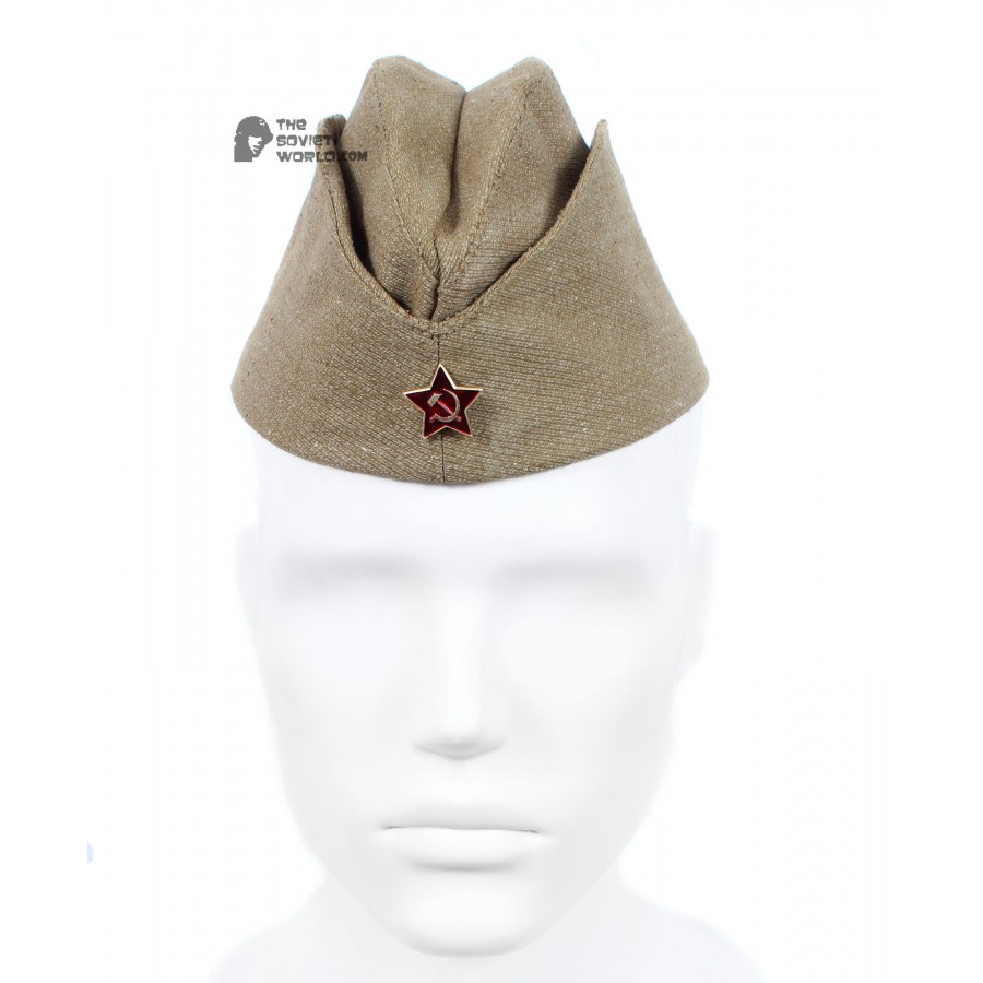 RKKA WW2 Vintage Soviet military Hat Pilotka, 1940s USSR army cap with Red Star