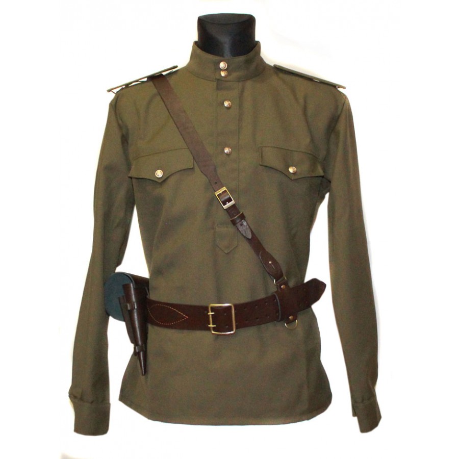 Soviet / Russian Army military uniform - Gimnasterka jacket, Portupeya belt 