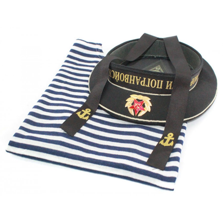 Soviet NAVY / Russian NAVAL telnashka vest and Bezkozirka hat 