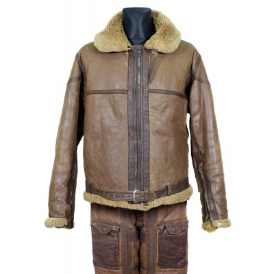 RARE UK Royal AIR Force WW2 Uniform 1941 year Vintage Irvin Flying warm Pilot Bomber Sheepskin brown Leather Original winter Jacket & Pants