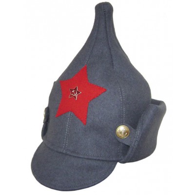 Soviet RKKA infantry russian Red Army woolen winter hat BUDENOVKA gray with earflaps
