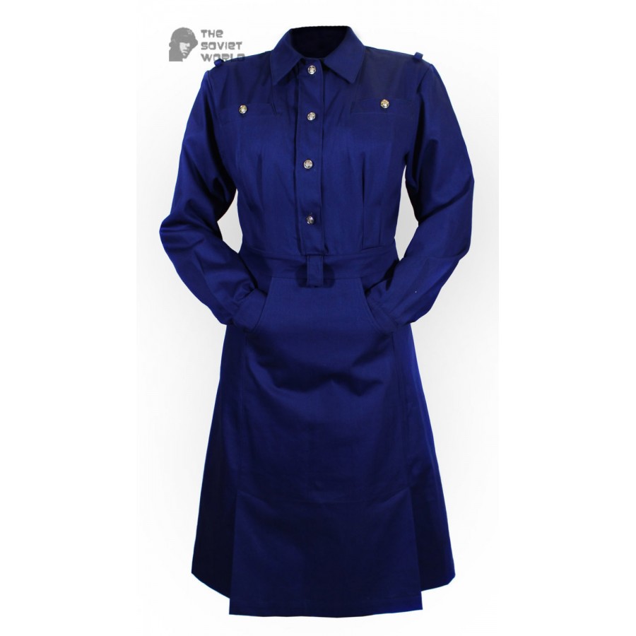 Soviet Army military uniform USSR WW2 female officer cotton navy blue Dress