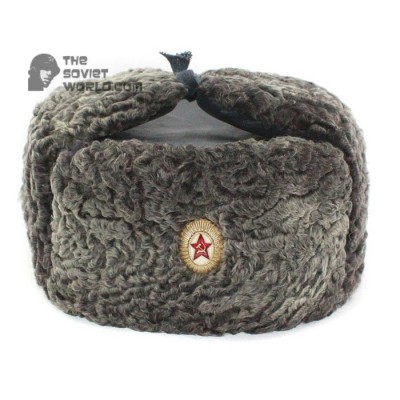 Vintage Russian Army Soviet original military Astakhan fur earflaps General’s hat Ushanka