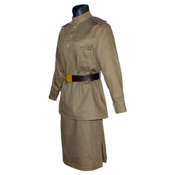 Red Army WW2 Soviet Nurce woman military khaki uniform M43 Gimnasterka & Skirt with Sanitary Bag and Pilotka hat